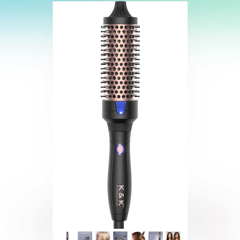 NIB K&K 1.5 Inch Thermal Brush Heated Curling Brush Ceramic